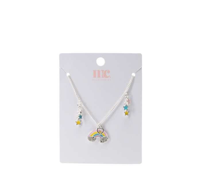 Collar de Niña MINI Miss Carol con dijes arcoiris Plateado