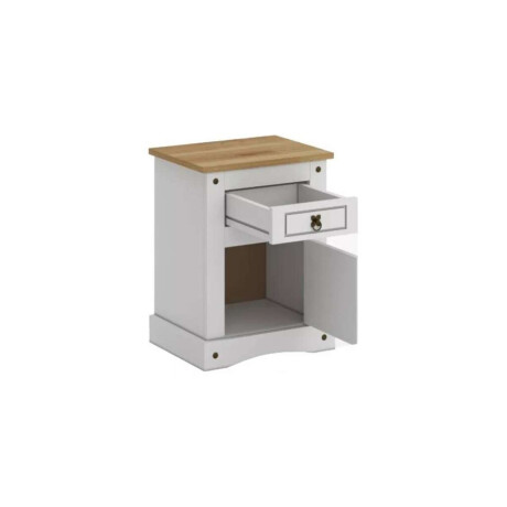 Mesa de luz 1 puerta 1 cajion Linea mexicana Blanco