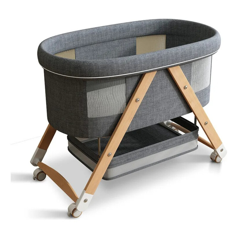 Cuna Moisés Plegable Regulable Para Bebe Gris Oscuro