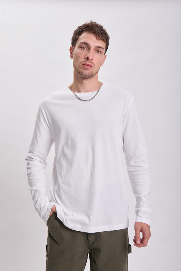 Remera manga larga básica Blanco