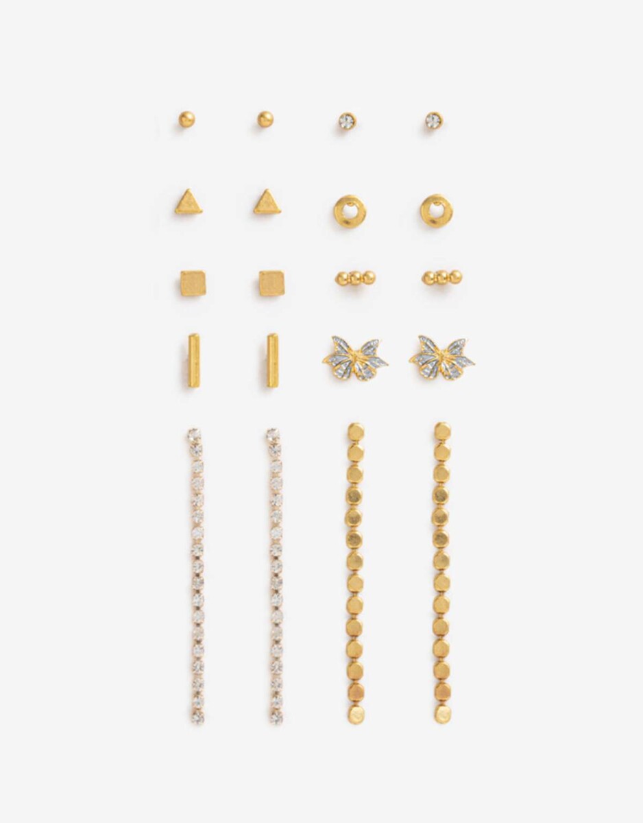 Set De Aros Mariposa - Dorado Oro Cepillado Mate 