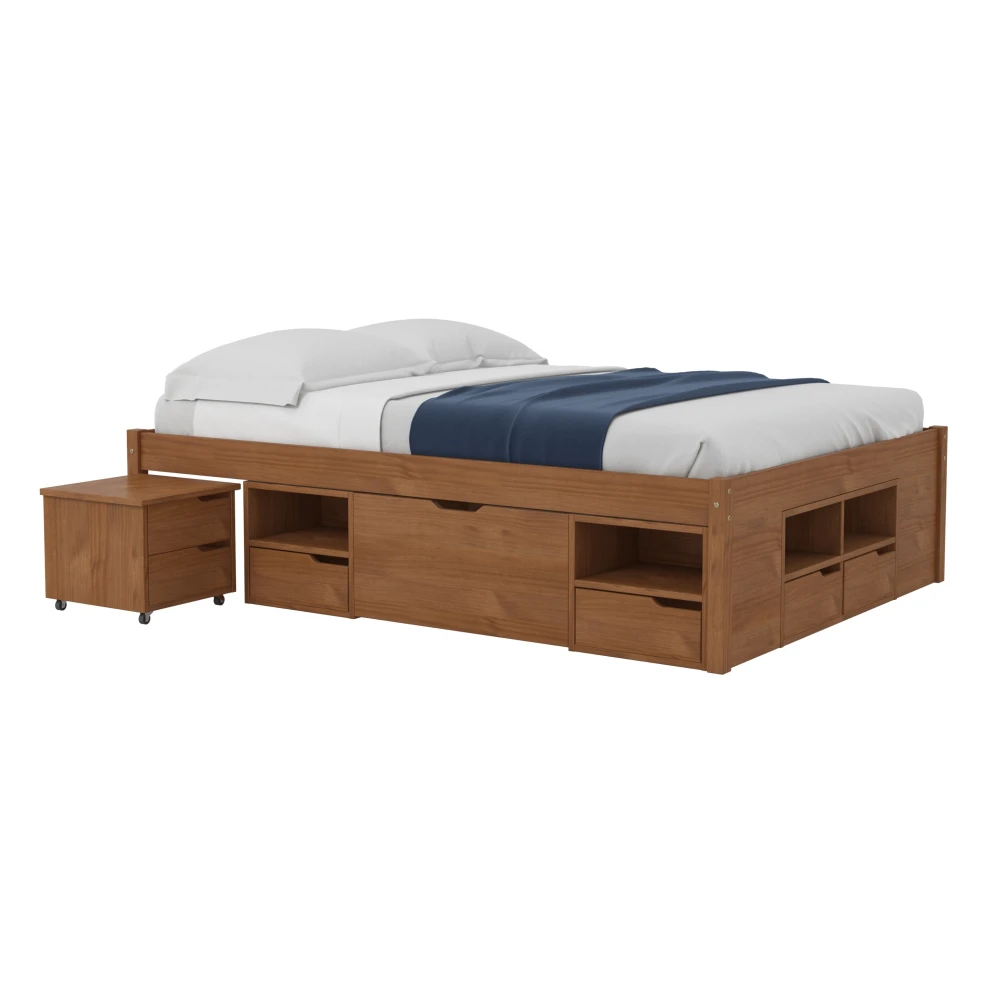 Cama 2 plazas con Cajones - Charme - Linea Funcional Amendoa