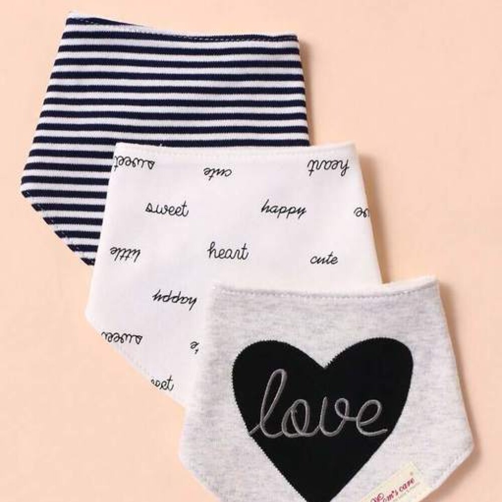 Set baberos bandana x3 Corazon love negro