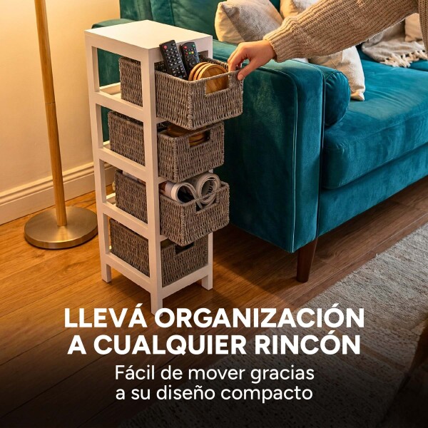 Cajonera Auxiliar Vintage Madera 4 Cajones Organiza Rústico Gris