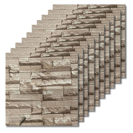 40 Placas Revestimiento Pared Autoadhesiva 70x77cm Promo X40 Piedra Oscura