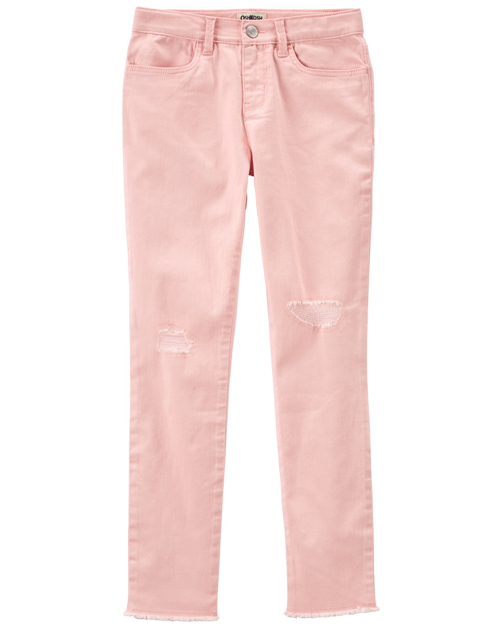 Pantalón de jean ajustado con detalles rasgados. Talles 6-8 Sin color