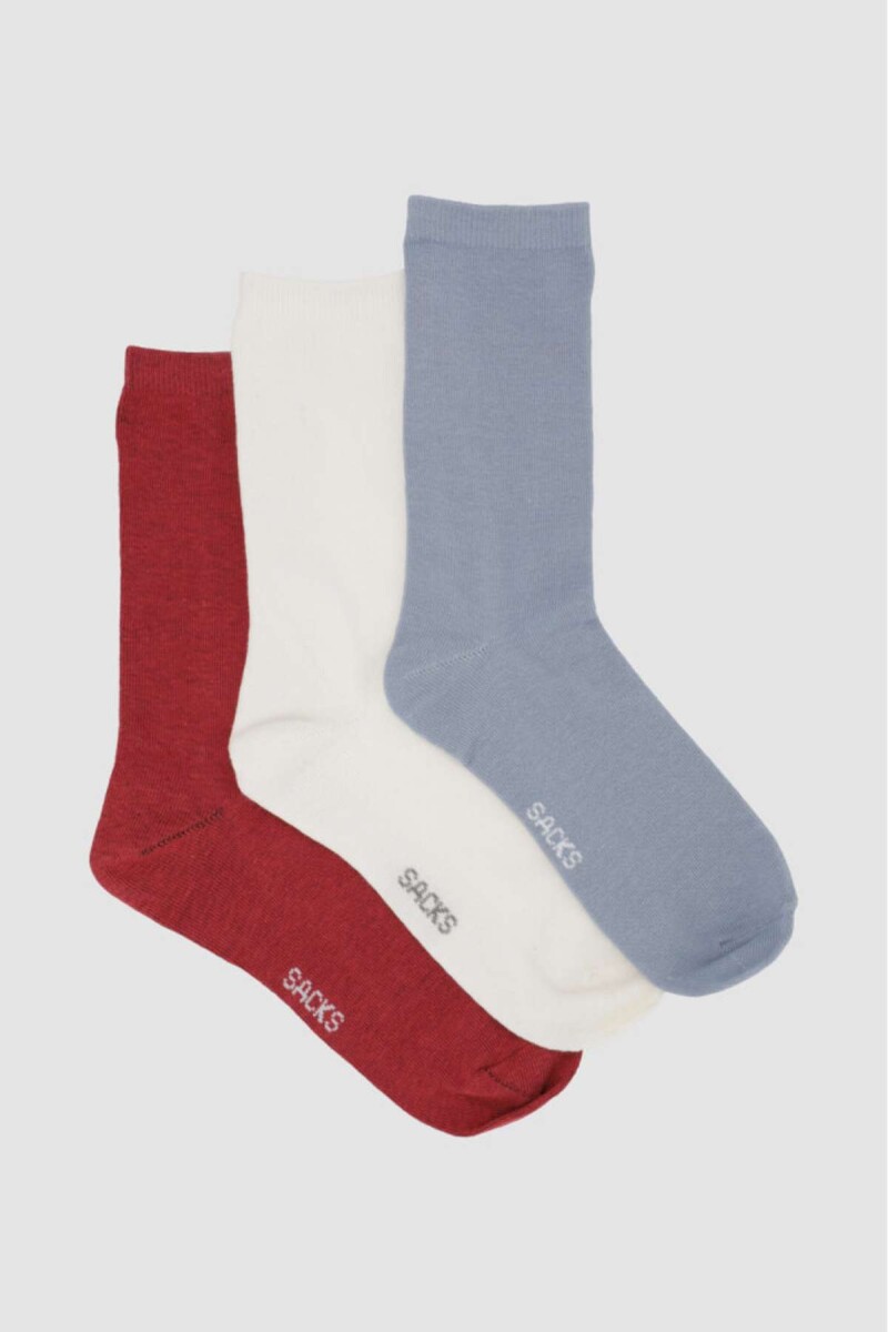 Pack de tres medias lisas. de algodón. en varios colores sur - Variante 44 