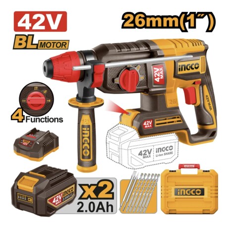 Kit Ingco Rotomartillo a Bat 42V - Uso industrial Kit Ingco Rotomartillo a Bat 42V - Uso industrial