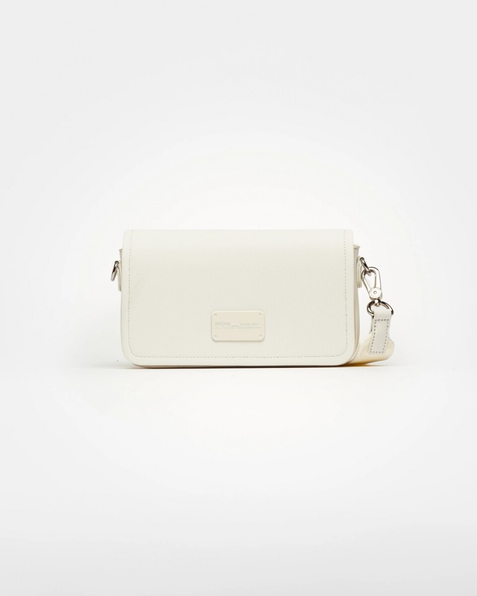 Bandolera The Flap Penny en efecto cuero saffiano - Blanco 