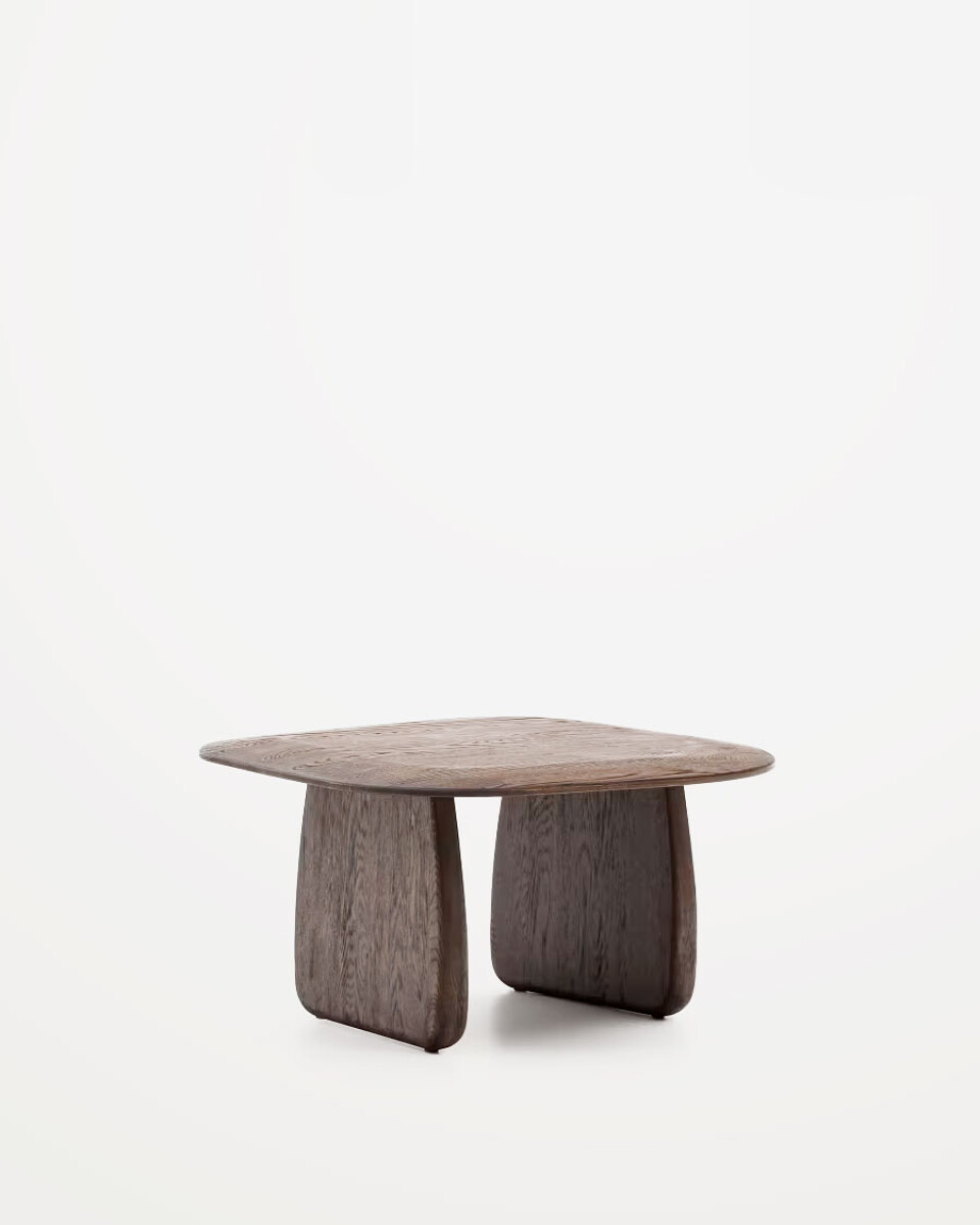 Mesa auxiliar Pirita de madera maciza de roble con - acabado oscuro 70,6 x 70 cm FSC 100% 