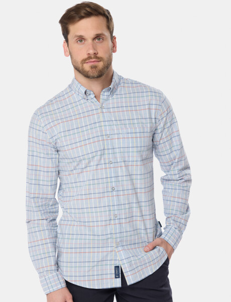 CAMISA A CUADROS Celeste