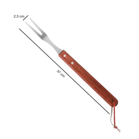 Set Parrillero 3 Utensillos p/ Asado en Acero Inox y Madera Plata/rojo