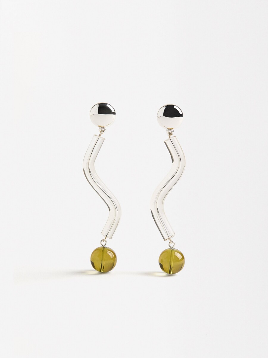 Pendientes Onda Transparentes verde