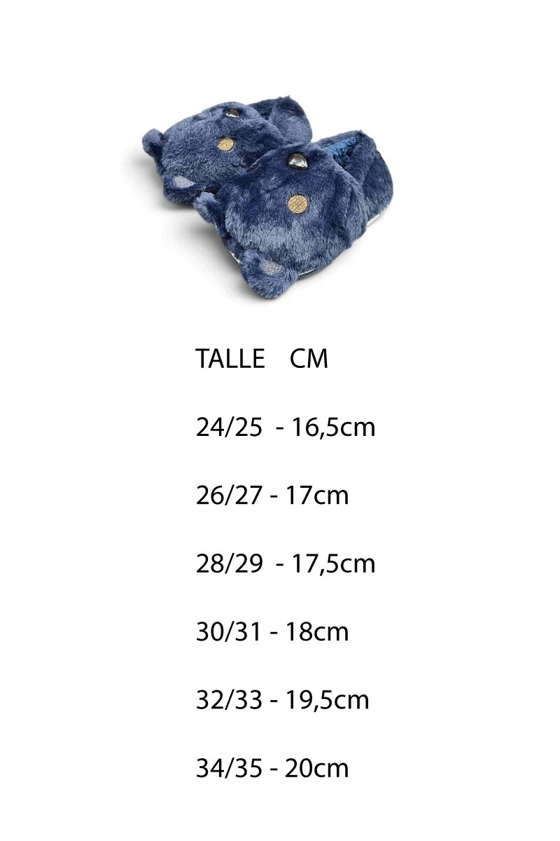 PANTUFLA NIÑOS CERRADA DISEÑO OSO Azul
