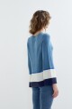 Sweater color block azul piedra