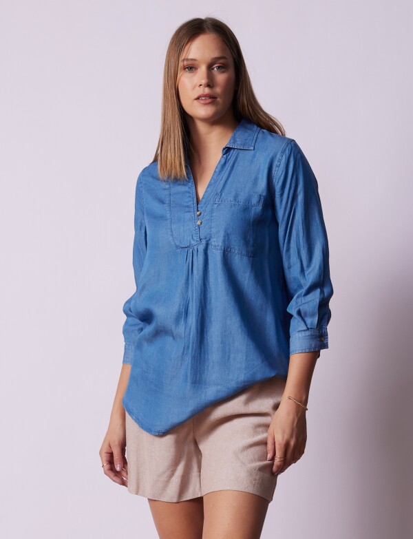 Blusa Lyocell Bolsillo JEAN
