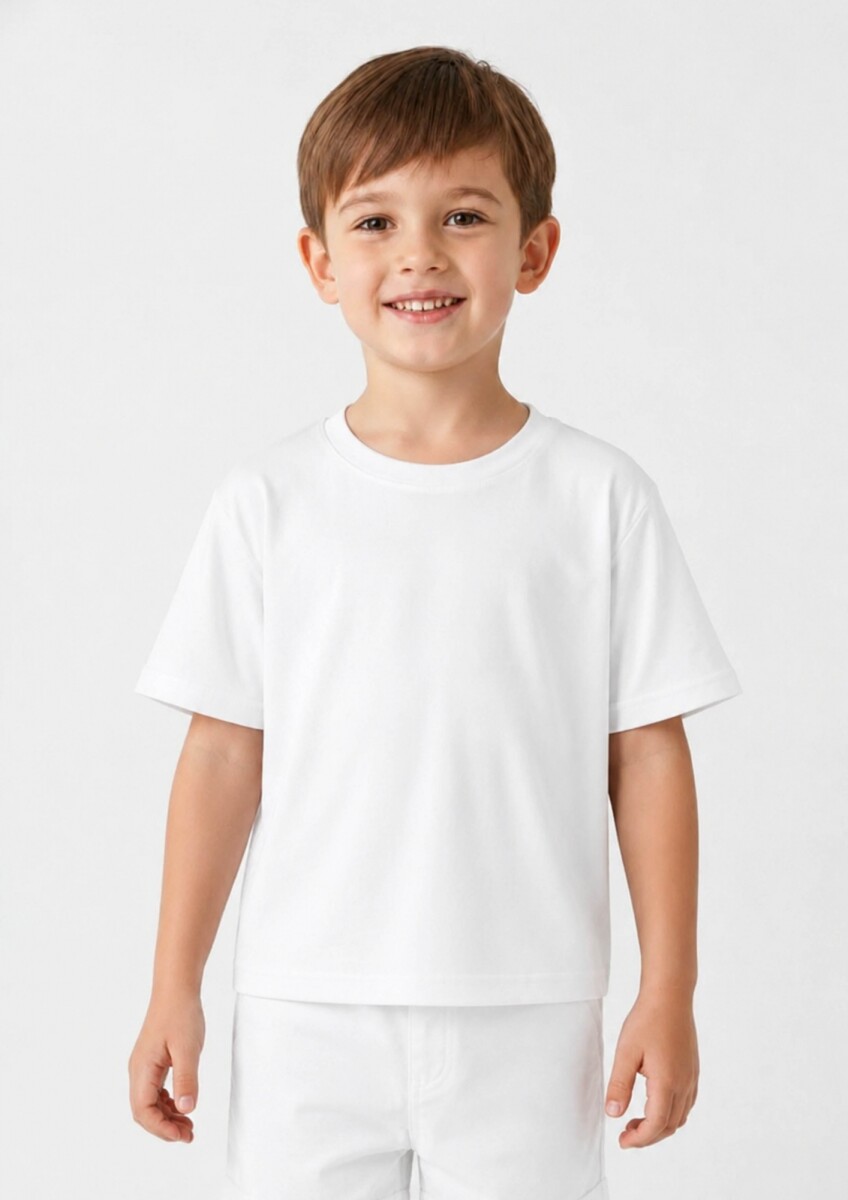 Remera Básica Infantil en Algodón - Blanco 