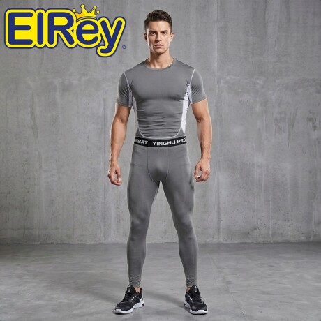 Conjunto Deportivo Termico X6 Psc Remera Calza Short Gris