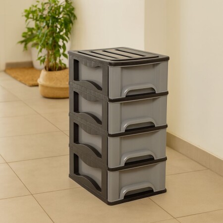 Gavetero cajonera 4 cajones Plasnew - GRIS Gavetero cajonera 4 cajones Plasnew - GRIS