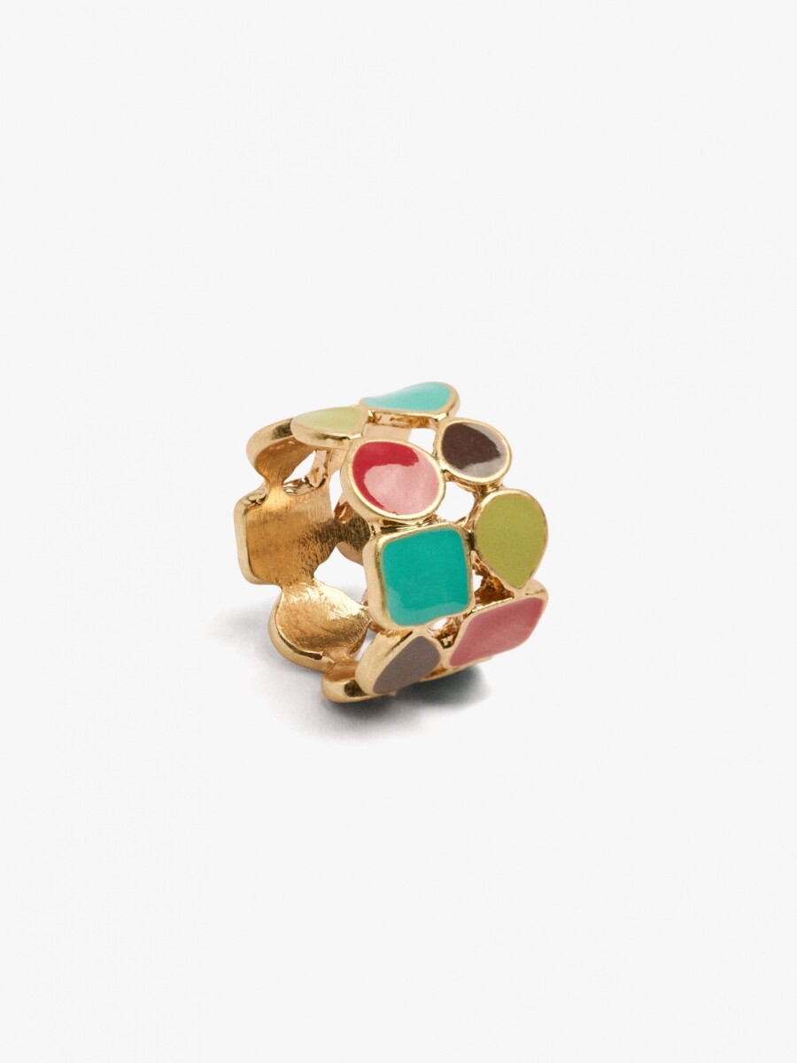 Anillo Ancho Esmalte Multicolor rosa