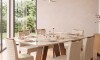 Juego De Comedor - 6 Sillas + Mesa Vidrio - Celeste Blanco / Blanco