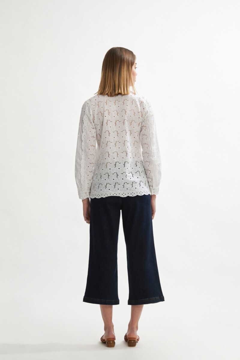 Camisa en broderie blanco