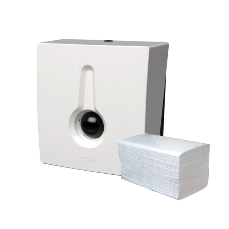 Dispensador de papel toalla + 1000 toallas BLANCO