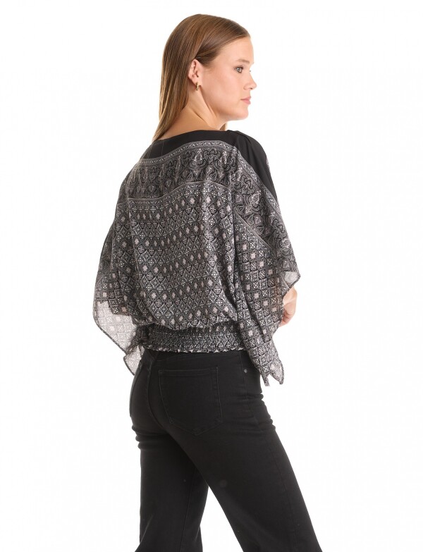 Blusa Dolman Print NEGRO/GRIS
