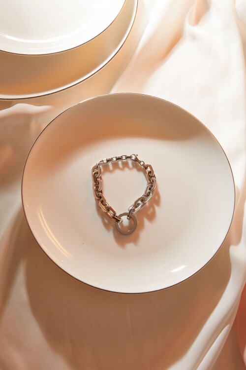 Pulsera argollas plateado