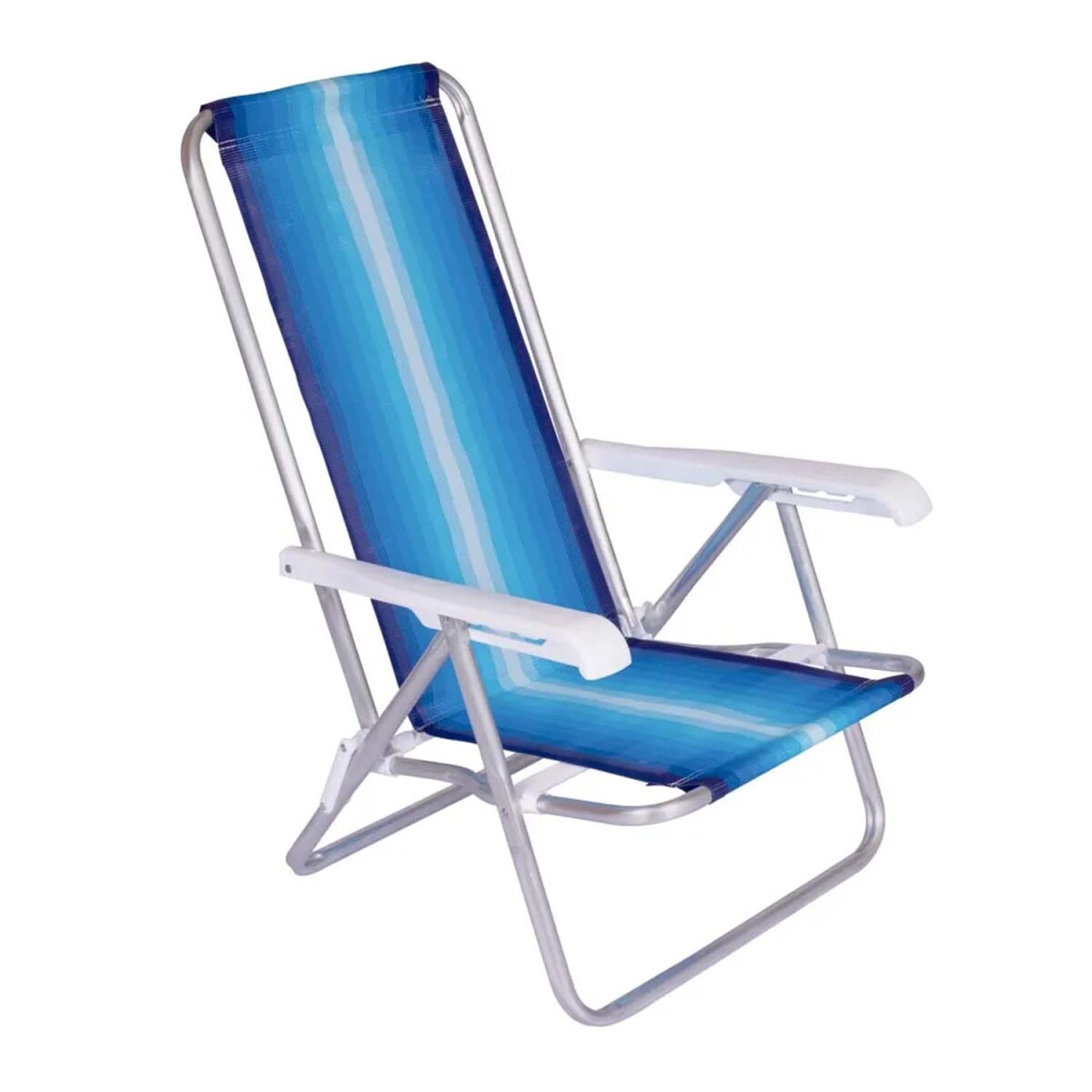 Reposera Silla Reclinable De Playa 4 Posiciones Aluminio - Azul/celeste 