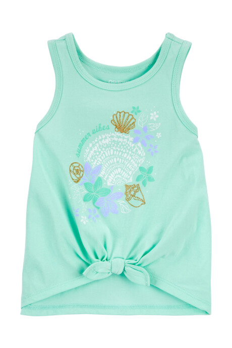 Musculosa de algodón, con lazo, estampa caracolas Sin color