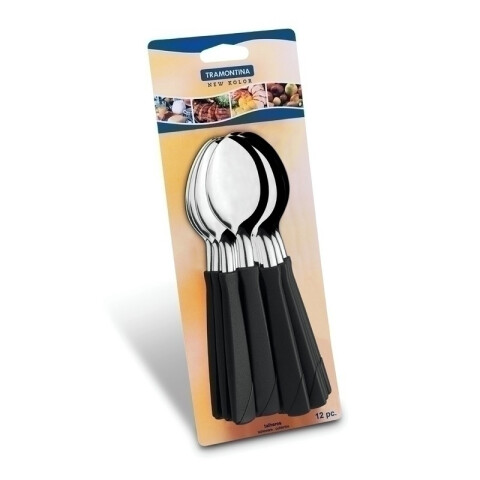 Cuchara de plástico negro, modelo NEW KOLOR, 12 piezas -TRAMONTINA TN7823