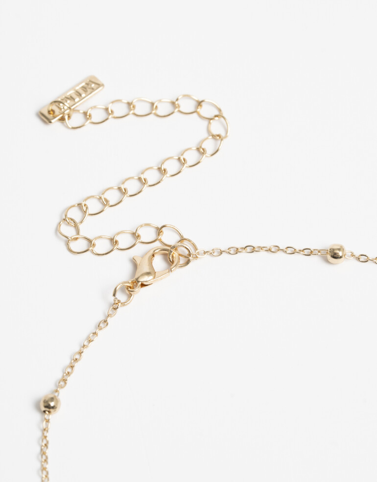 Collares Cortos Metal Collar Corto Beads Flores - Dorado