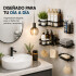 Organizador Baño Estante 5 Piezas Adhesivo Acero Inoxidable Negro 1