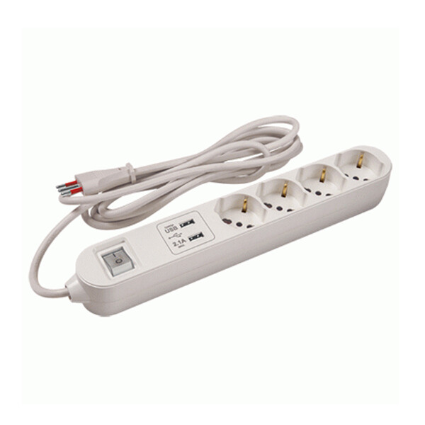 Zapatilla con 4 Schuko / 2 módulos USB Contactum Zapatilla con 4 Schuko / 2 módulos USB Contactum