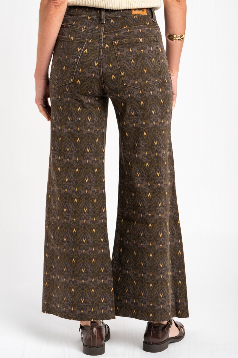 Jean Flared Wide Leg Print Chocolate