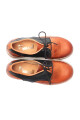 Zapato Acordonado Combinado Cuero Negro Terracota
