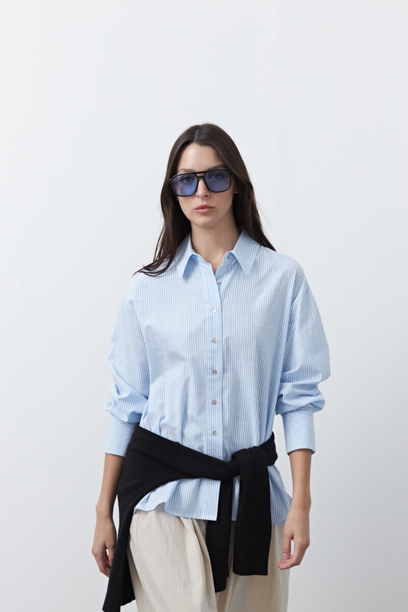 CAMISA DANAE STRIPE Blanco/Celeste