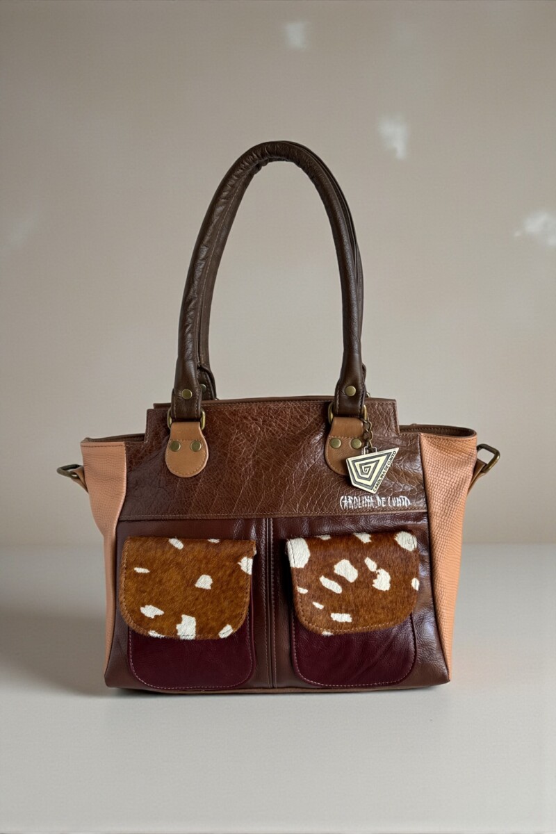 Cartera Mili Cuero Marrón Combinada 