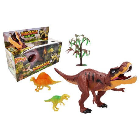 Set de dinosaurio con sonido y luz + 2 dinos y palmera Set de dinosaurio con sonido y luz + 2 dinos y palmera