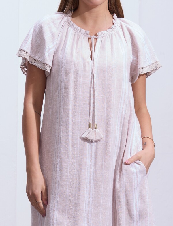 Vestido Lino Lineas BEIGE