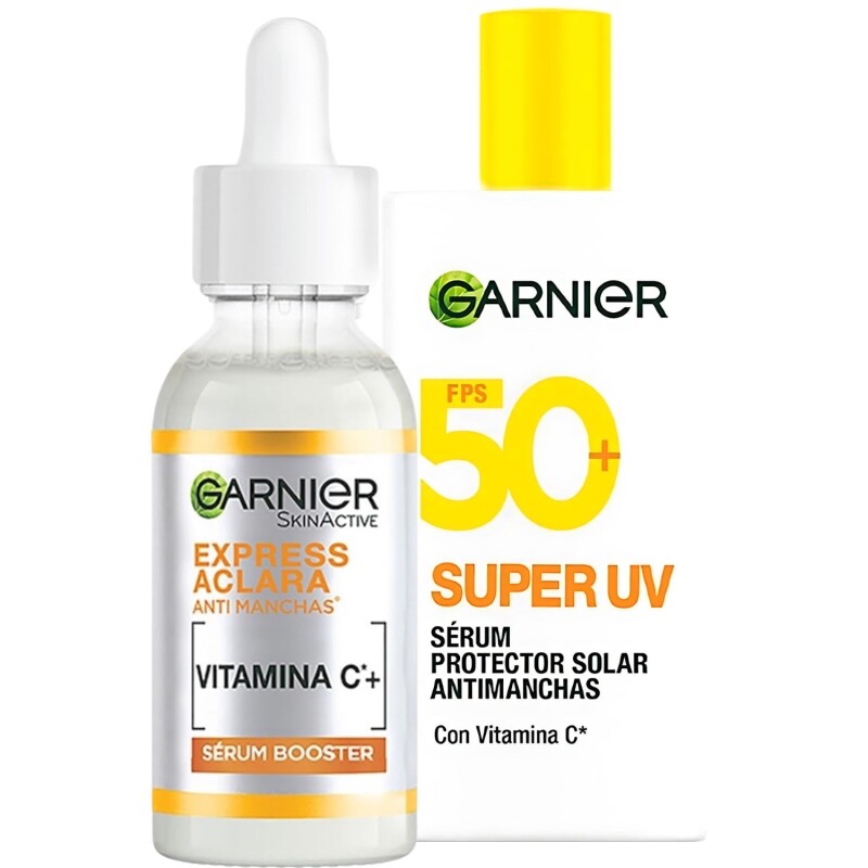 Pack Garnier Express Aclara Sérum 30ml + Protector Solar 50fps 40ml Pack Garnier Express Aclara Sérum 30ml + Protector Solar 50fps 40ml