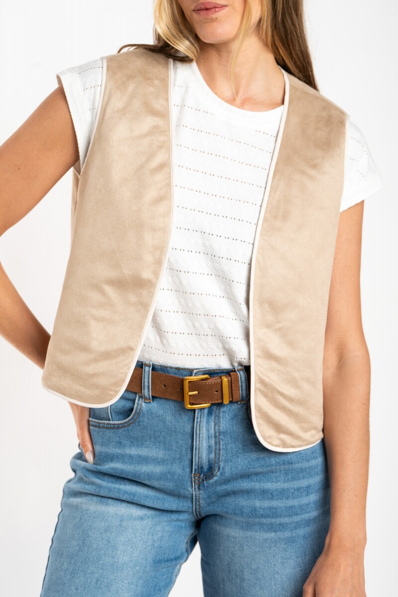 Chaleco Bordados Reversible Gamuza Nácar