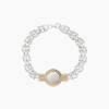 Pulsera en plata y oro con nácar con diseño de guarda griega Pulsera En Plata Y Oro Con Nácar Con Diseño De Guarda Griega