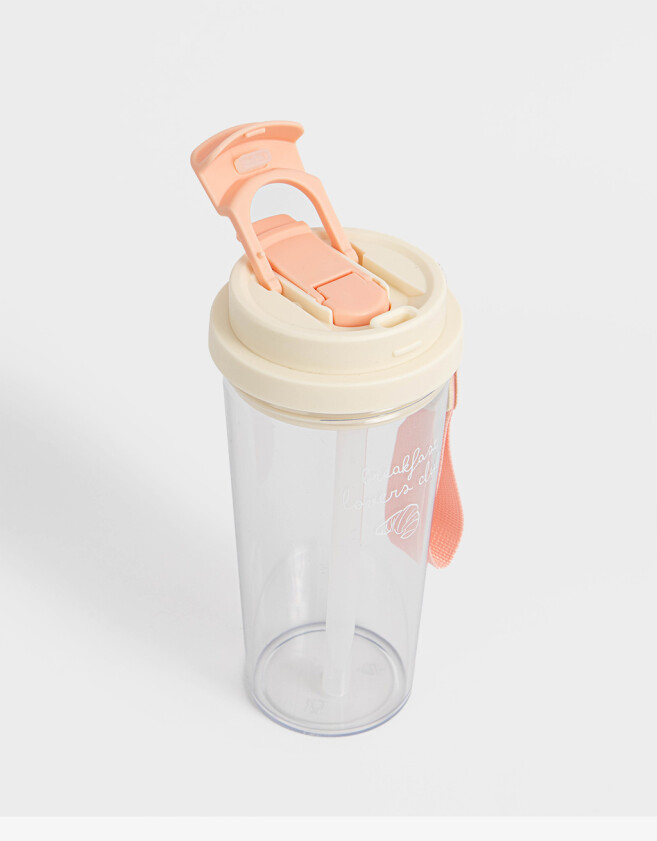 Accesorios Cocina Estampados Vaso Alto De Plástico Estampado Con Manija. - Rosa Bebe