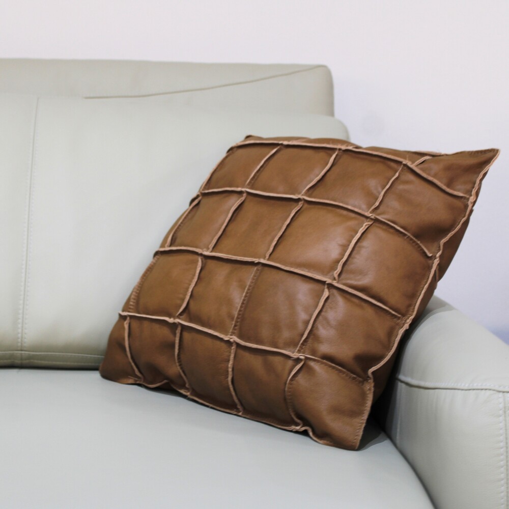Almohadón Cuero - 48x48cm - Fio Marrón