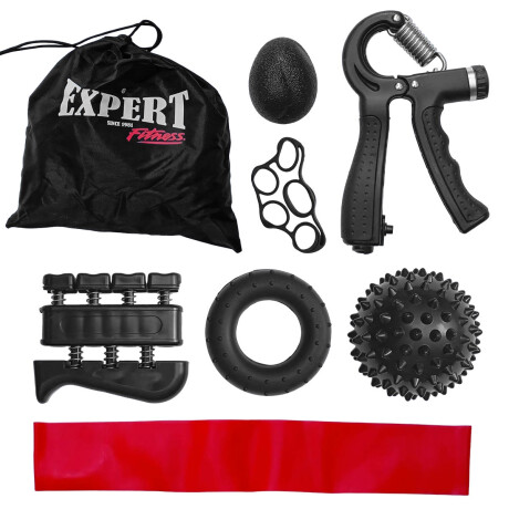 Set Hand Grip Ejercitador Manos x 7 Expert Fitness Negro
