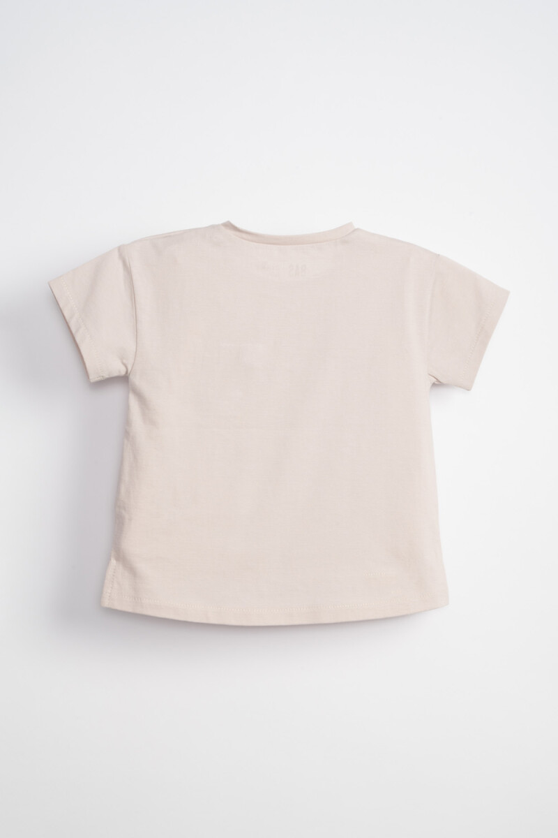 Remera manga corta con bolsillos broderie Cruda