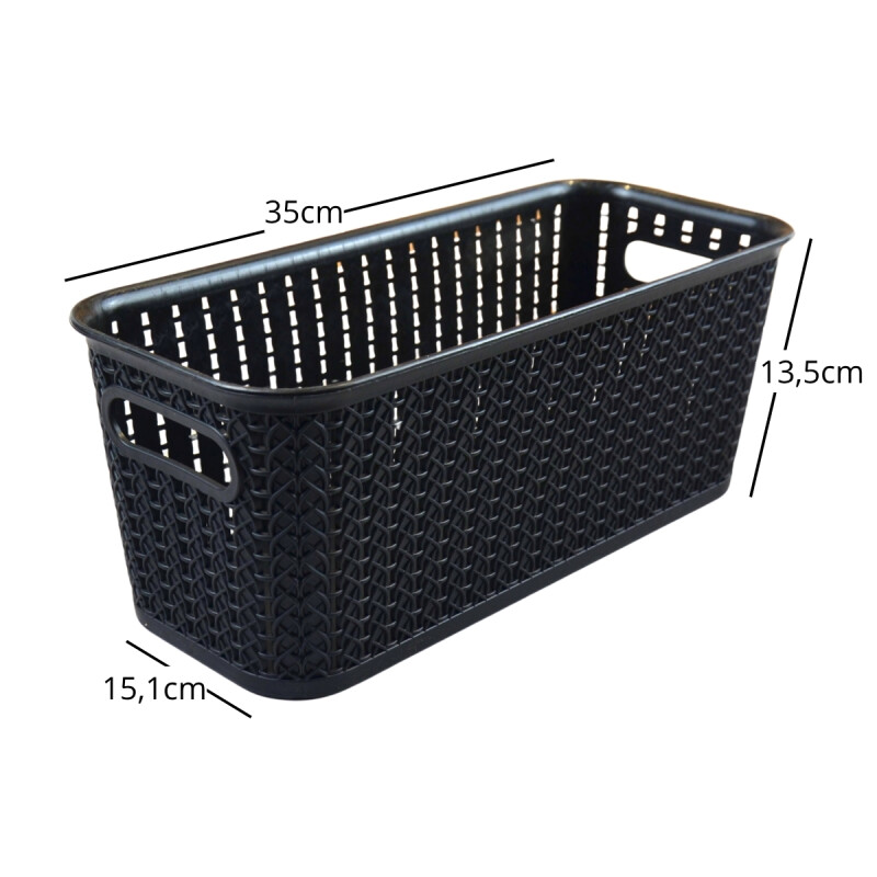Cesto organizador simil ratán 5,5lts NEGRO