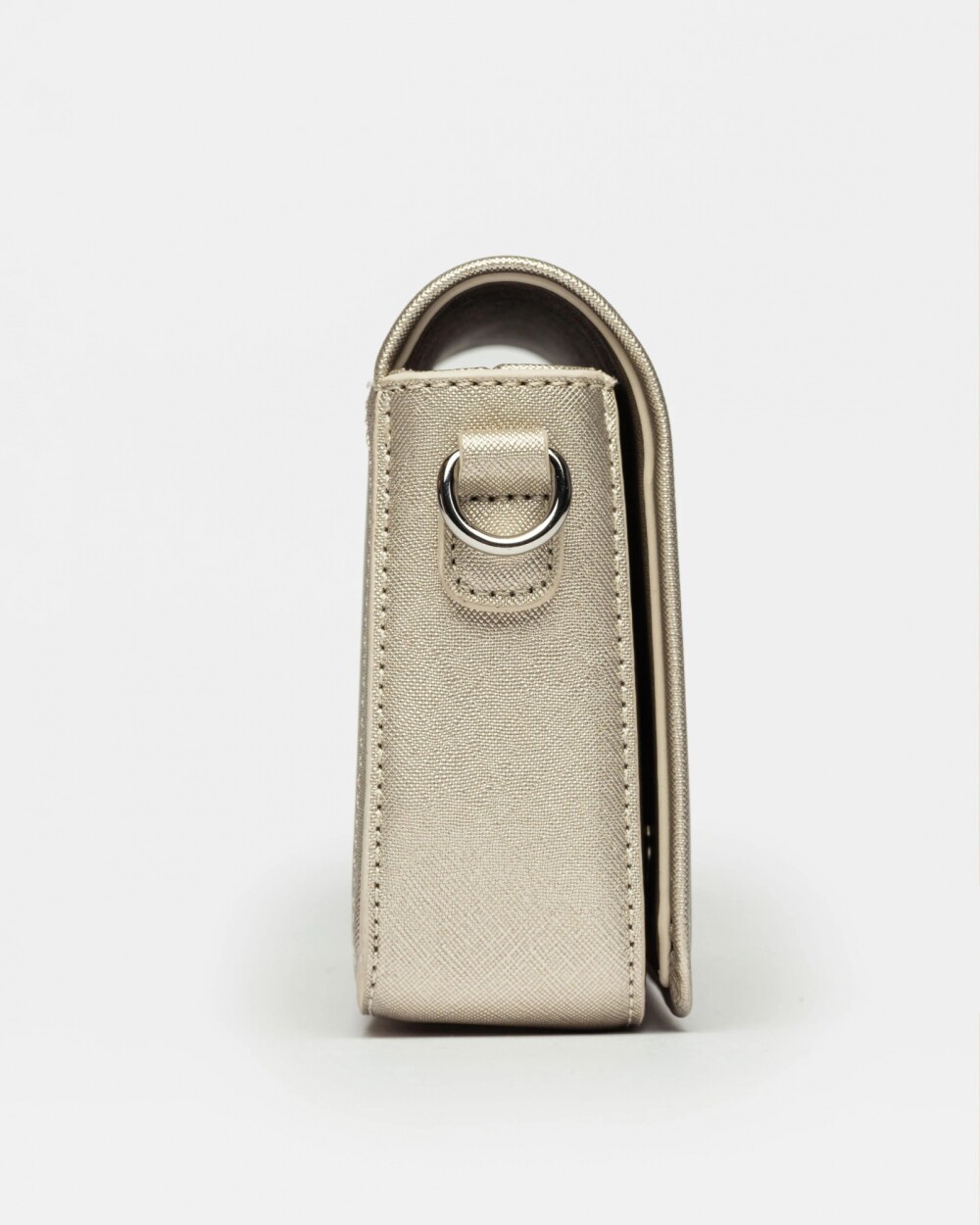Bandolera The Flap Penny en efecto cuero saffiano Metalizado